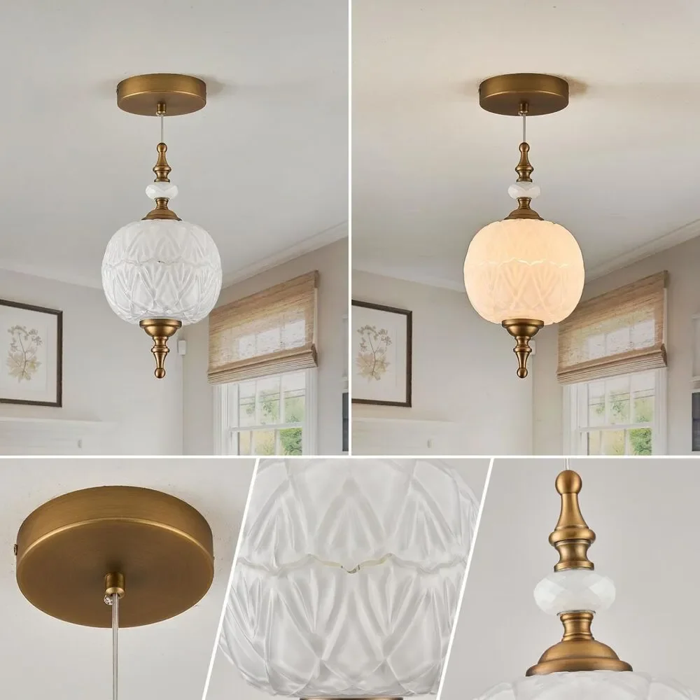 Modern White Glass Pendant Light (6.3